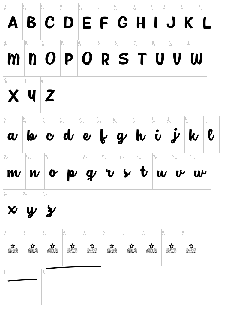 Jam Sessions font map